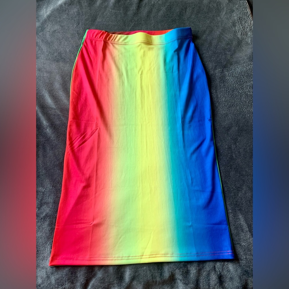 Rainbow pencil skirt